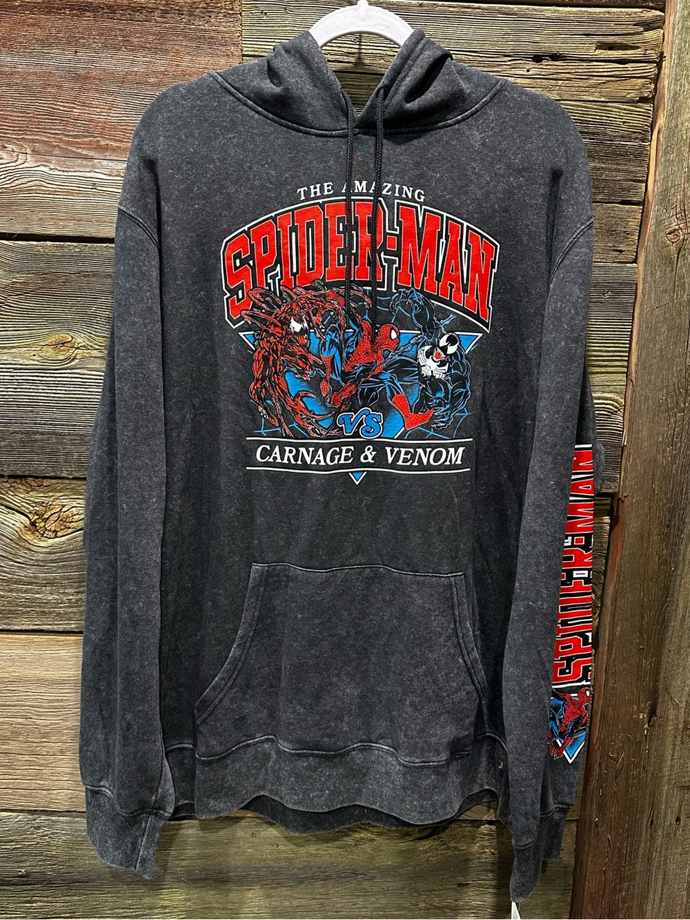 NWT Men’s Spider-Man Carnage & Venom Graphic Hoodie - Dark Charcoal Gray XL